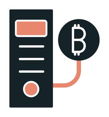 Bitcoin Madeni İşlemcisi (BTC) simgesi, vektör illüstrasyonu 