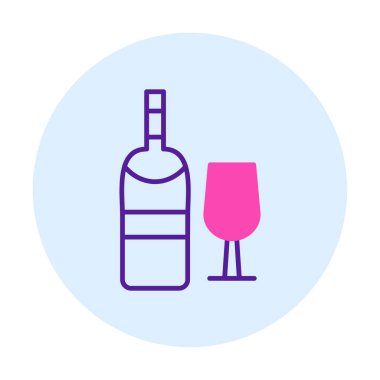 şarap şişe ve cam kutsal kişilerin resmi, vektör çizim  