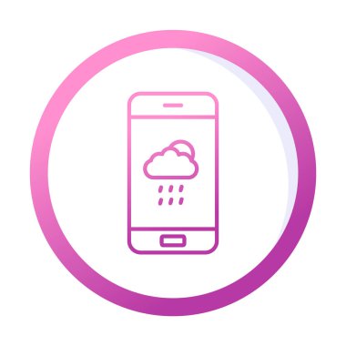 Akıllı telefon web simgesi üzerindeki hava durumu uygulaması, vektör illüstrasyonu 