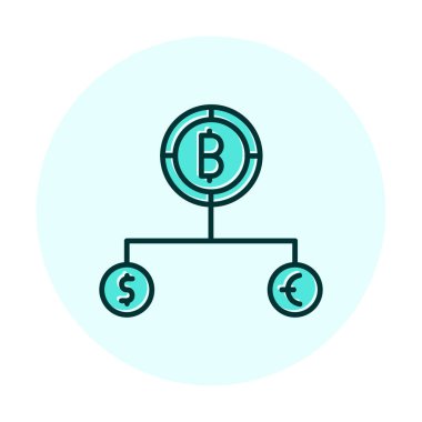 Para birimi yapısını bitcoin, dolar ve avro sembolleriyle böl 