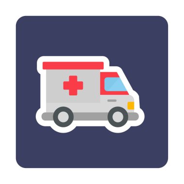 ambulans araba simgesi, renk vektörü çizimi