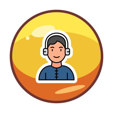 DJ avatar web simgesi, vektör illüstrasyonu 