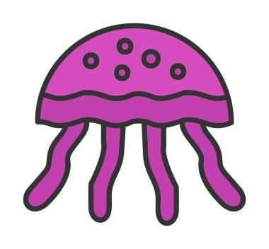 Denizanası. Web simgesi basit illüstrasyon                       