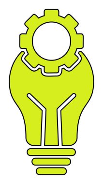 Cogwheel simgesi, vektör illüstrasyonlu ampul 