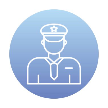Üniformalı düz simgeli polis memurunun vektör çizimi