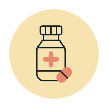 İlaç ikonlu ilaç şişesinin vektör çizimi