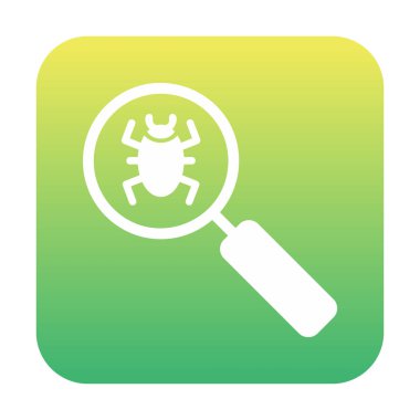 Böcekli büyüteç, virüs tespit simgesi, vektör illüstrasyon tasarımı 