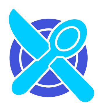 bıçak ve çatal tabakta, yemek ikonu, vektör illüstrasyonu  