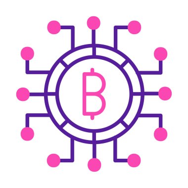 Bitcoin işareti, vektör illüstrasyonlu dijital para simgesi 