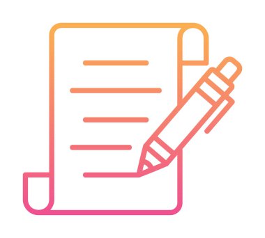 Kalem simgesi ve vektör illüstrasyonlu kağıt sayfası 