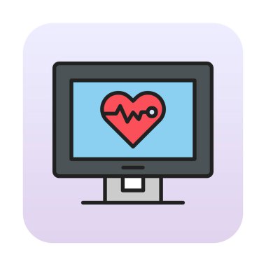 kardiyogram illüstrasyonlu düz ekran 