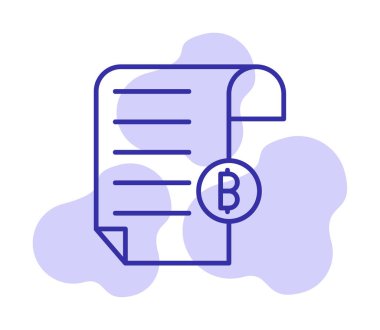 Bitcoin imzalı fatura simgesinin vektör illüstrasyonu 