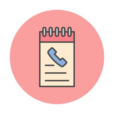 Beyaz arkaplanda telefon rehberi ikonu vektör çizimi