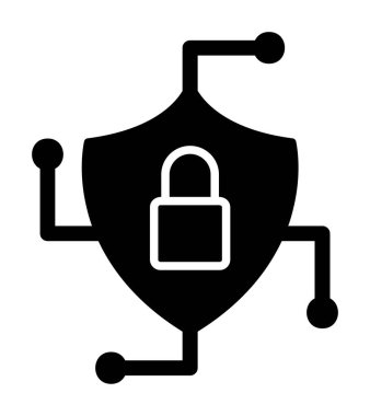 Asma kilit simgesi, vektör illüstrasyonlu güvenli kalkan