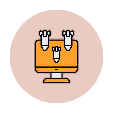 Dos hacker bomba ikonu ile bilgisayar monitörü