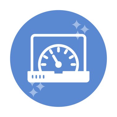 Vektör hızı test dizüstü bilgisayarı web simgesi, vektör illüstrasyonu