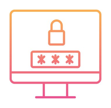 Basit Bilgisayar monitörü Ekran simgesi, vektör illüstrasyonunu kilitle