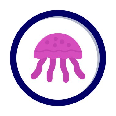 Denizanası. Web simgesi basit illüstrasyon                       