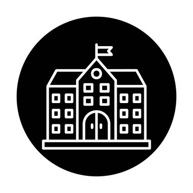 Üniversite binası ikonu. Düz renk tasarımı. vektör illüstrasyonu.                           