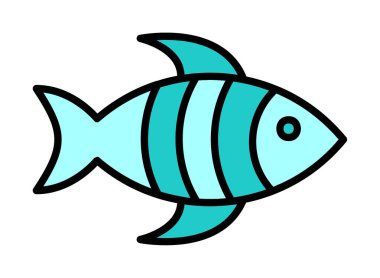 Basit yassı balık ikonu. vektör çizimi tasarımı.