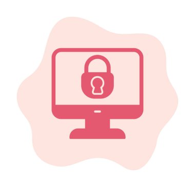 Basit Bilgisayar monitörü Ekran simgesi, vektör illüstrasyonunu kilitle