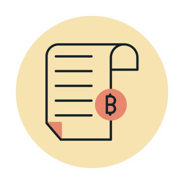 Bitcoin imzalı fatura simgesinin vektör illüstrasyonu 