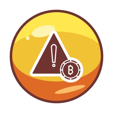 Bitcoin ve uyarı işareti. Web simgesi basit illüstrasyon