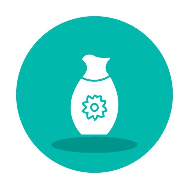 Vektör illüstrasyonu, sakeli kavanoz ikonu, Japon geleneksel alkol içeceği. 