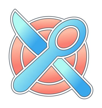 bıçak ve çatal tabakta, yemek ikonu, vektör illüstrasyonu  