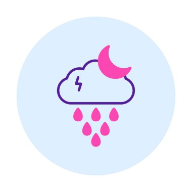 Gece yağmuru bulutu ve ay, vektör illüstrasyonu  