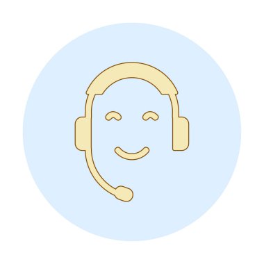 Kulaklık ve gülücükle yüzün vektör çizimi, Çağrı Merkezi kavramı