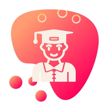 Mezuniyet başlığı simgesi vektör illüstrasyonu öğrencisi