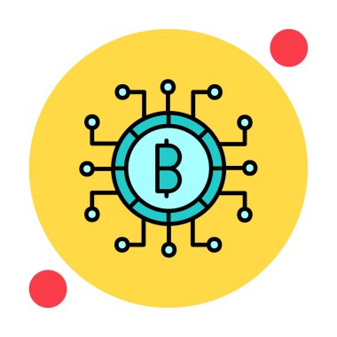 Bitcoin işareti, vektör illüstrasyonlu dijital para simgesi 