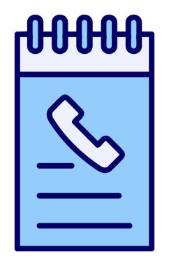 Beyaz arkaplanda telefon rehberi ikonu vektör çizimi