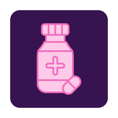 İlaç ikonlu ilaç şişesinin vektör çizimi