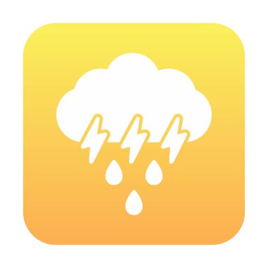 Gök gürültülü yağmurlu bulut sembolü, hava durumu ikonu, vektör illüstrasyonu 