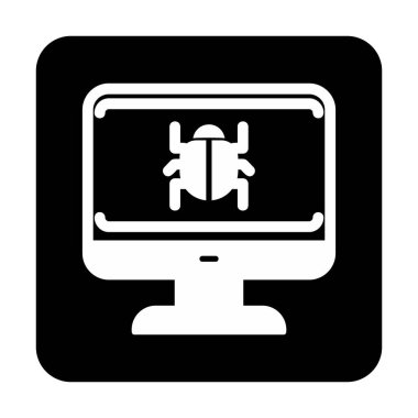 yazılım hatası düz simgesi, vektör illüstrasyonu, Sistem Virüsü 