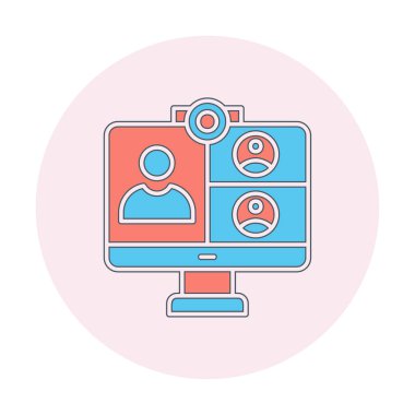 Basit çevrimiçi toplantı simgesi, vektör illüstrasyonu