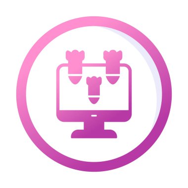 Dos hacker bomba ikonu ile bilgisayar monitörü