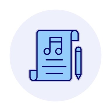 Müzik vektör düz renk simgesi oluşturuluyor                   