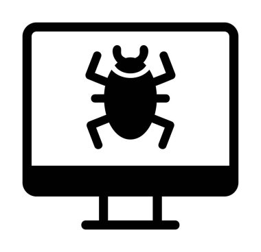 Basit Bilgisayar Virüsü simgesi, vektör illüstrasyonu