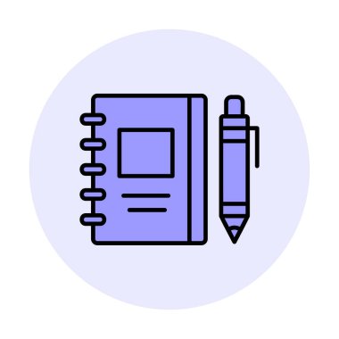 Çizim defteri ve kalem simgesi, vektör illüstrasyonu  