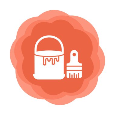 Boya fırçası ve kova vektör çizimi, simge ögesi arkaplanı                    