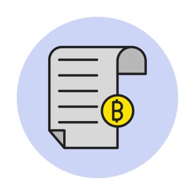 Bitcoin imzalı fatura simgesinin vektör illüstrasyonu 