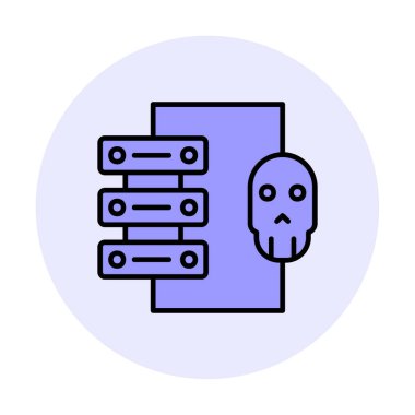 veri merkezi ve Hackleme vektör çizgisi simgesi, imza illüstrasyonu 