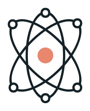 Moda düz biçimli atom simgesi, bilim simgesi vektör illüstrasyonu                     