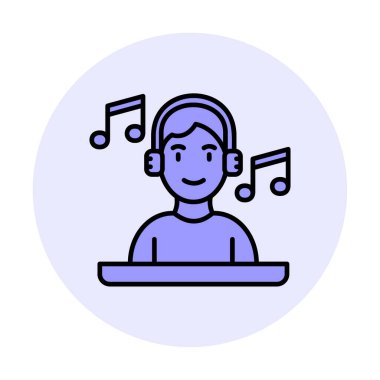 DJ avatar web simgesi, vektör illüstrasyonu 