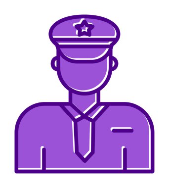 Üniformalı düz simgeli polis memurunun vektör çizimi