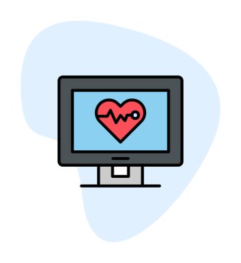 kardiyogram illüstrasyonlu düz ekran 