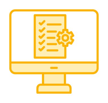 Bilgisayar ekranındaki çarklar, simge vektör illüstrasyonu